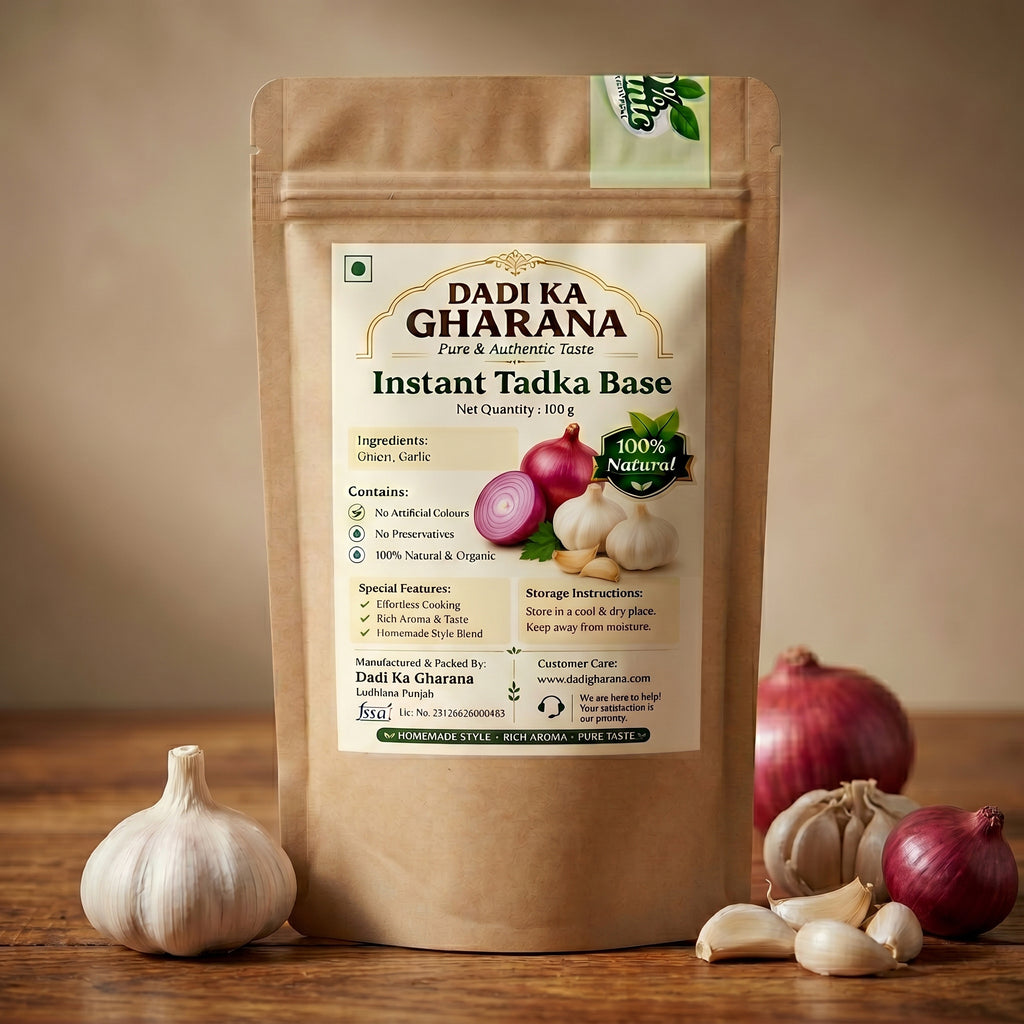 Garlic Onion Instant Tadka Base 100g by Dadi Ka Gharana — real garlic, no preservatives