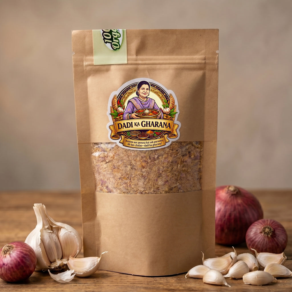 Garlic Onion Instant Tadka Base 100g by Dadi Ka Gharana — real garlic, no preservatives