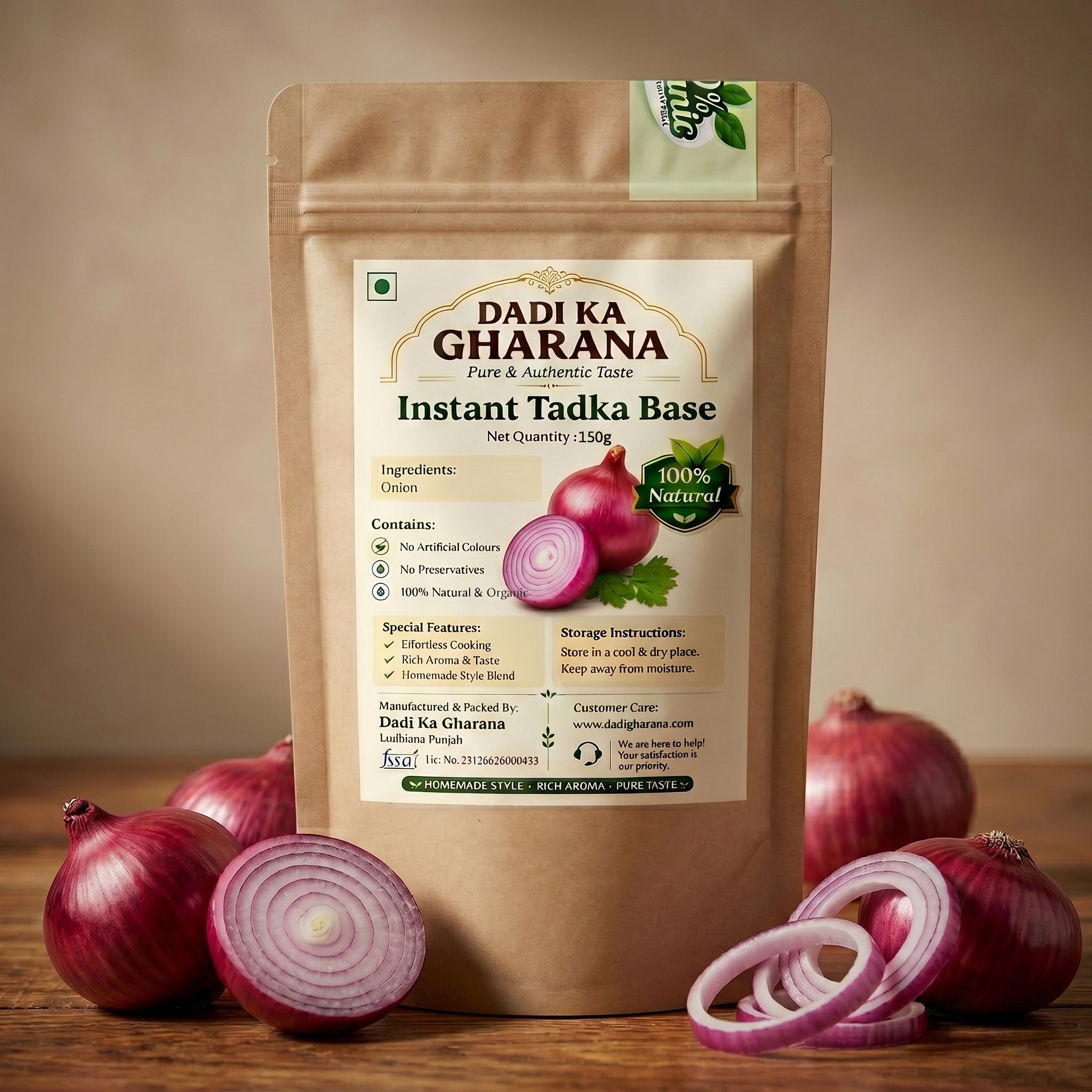 Onion Instant Tadka Base 150g by Dadi Ka Gharana — natural, no preservatives