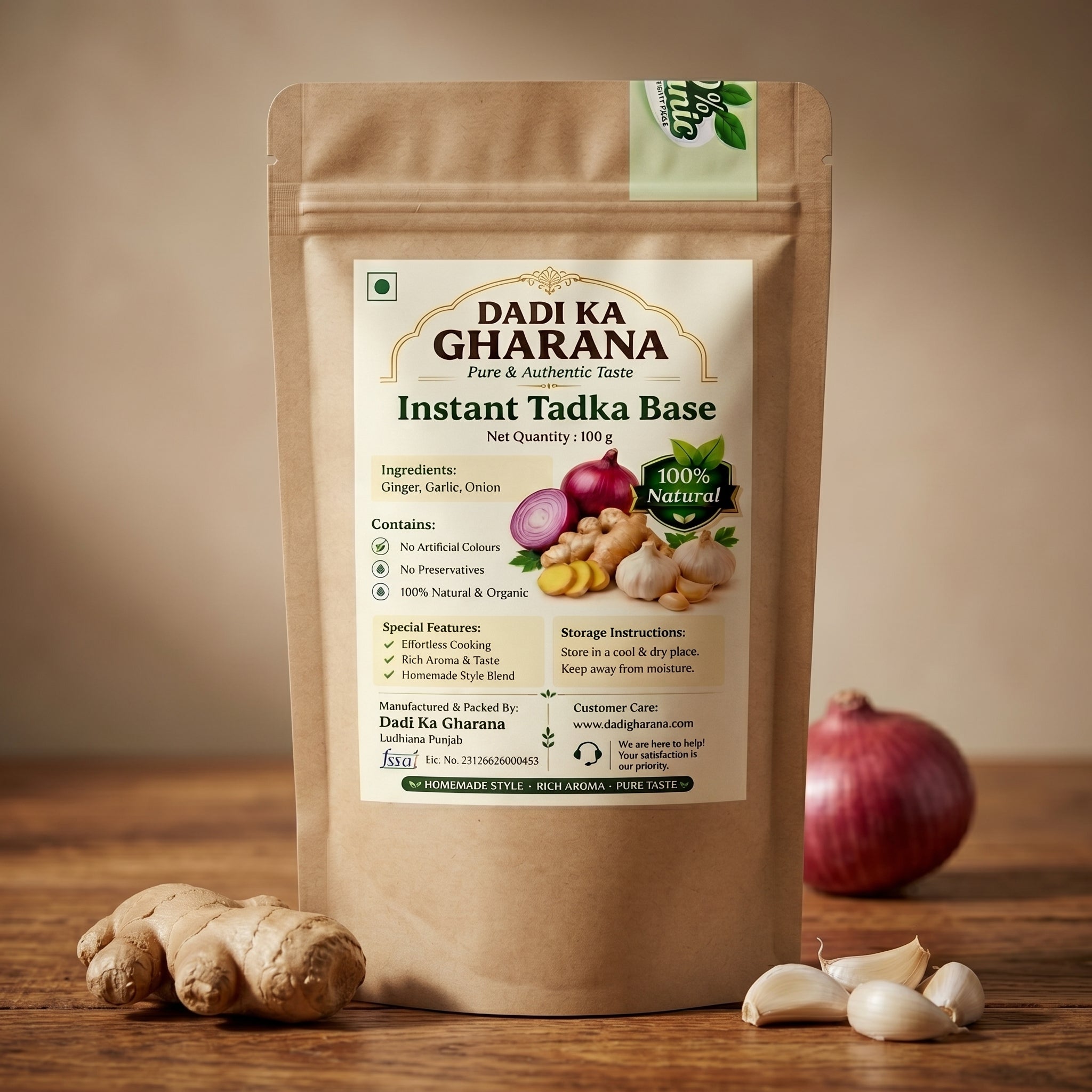 instant tadka base - ginger, garlic, onion  Dadi Ka Gharana