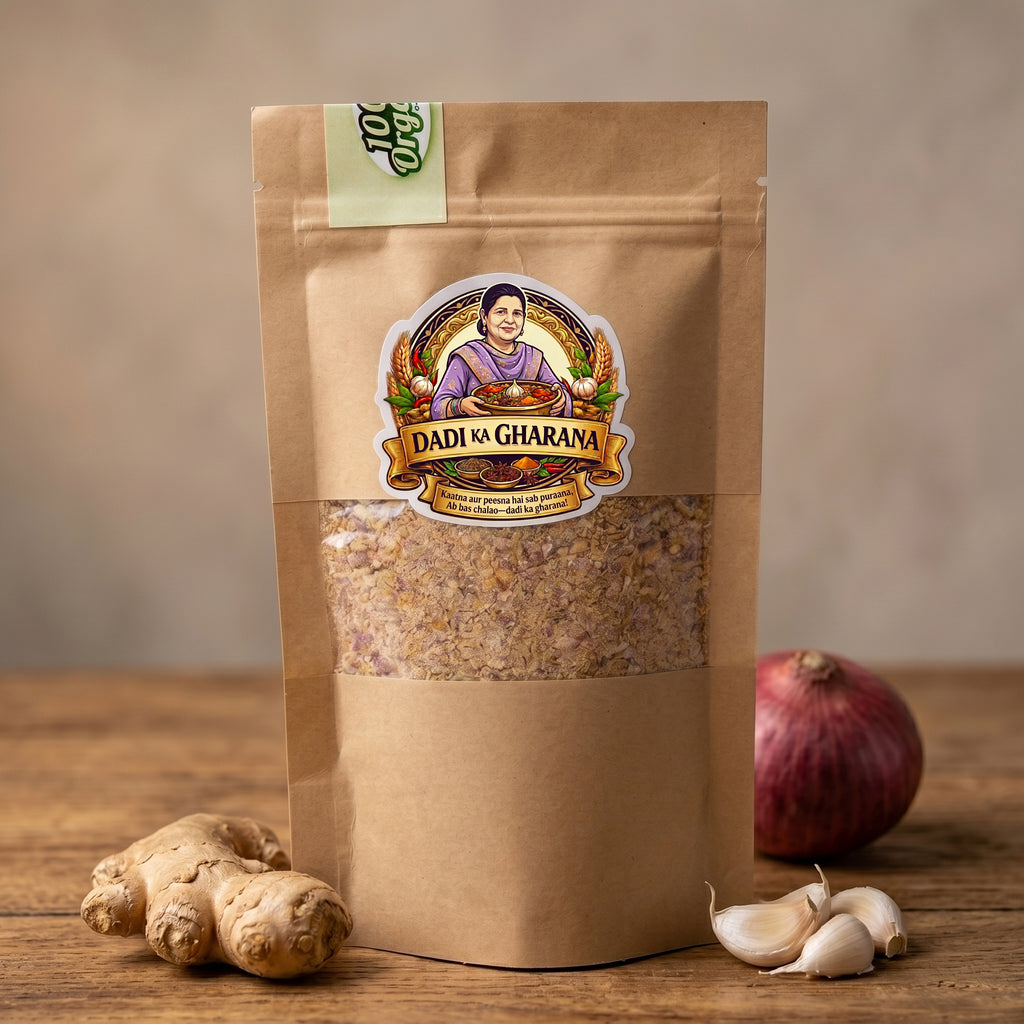 instant tadka base - ginger, garlic, onion - Dadi Ka Gharana