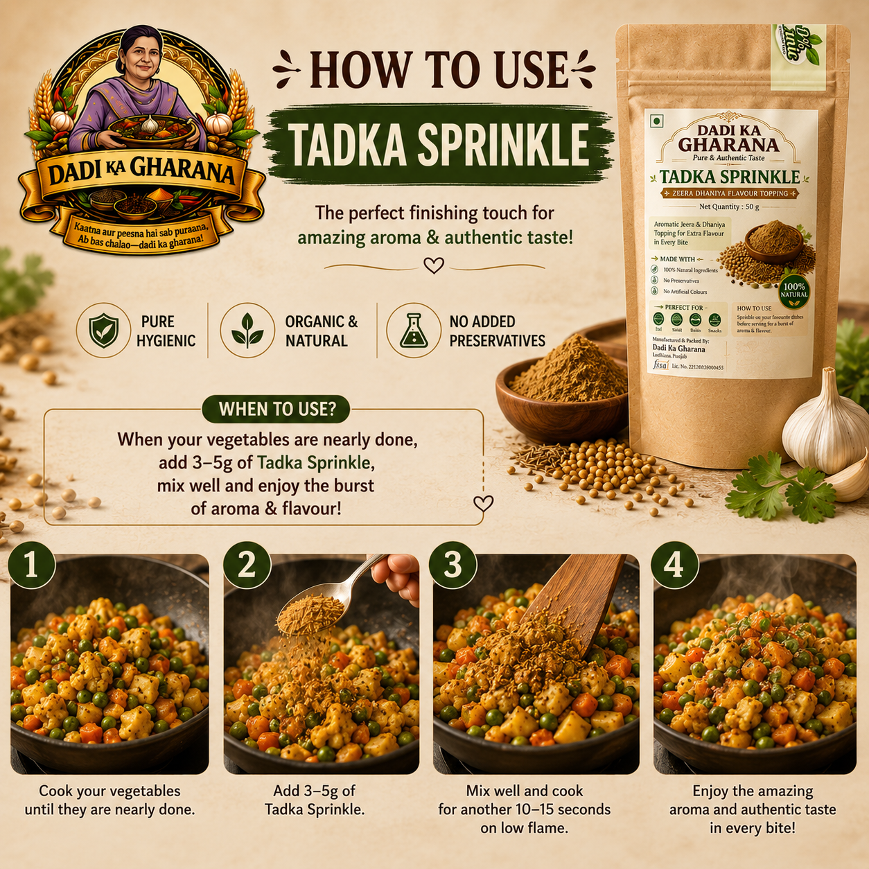 how to use - tadka sprinkle - Dadi Ka Gharana